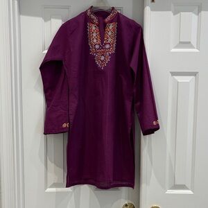 Embroidered Purple Tunic Top